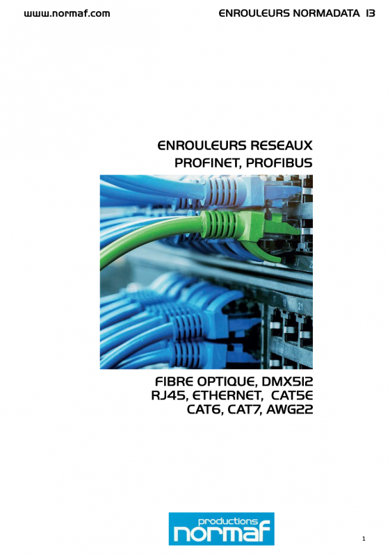 ENROULEURS RESEAUX PROFINET, PROFIBUS FIBRE OPTIQUE, DMX512 RJ45, ETHERNET, CAT5E CAT6, CAT7, AWG22